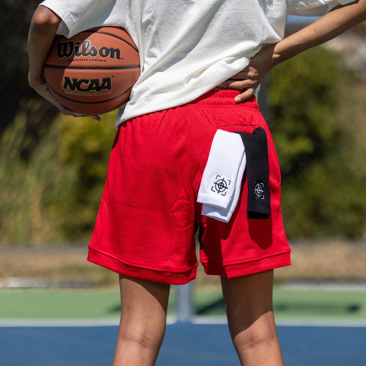 The Logo Mesh Short "Fire Red"